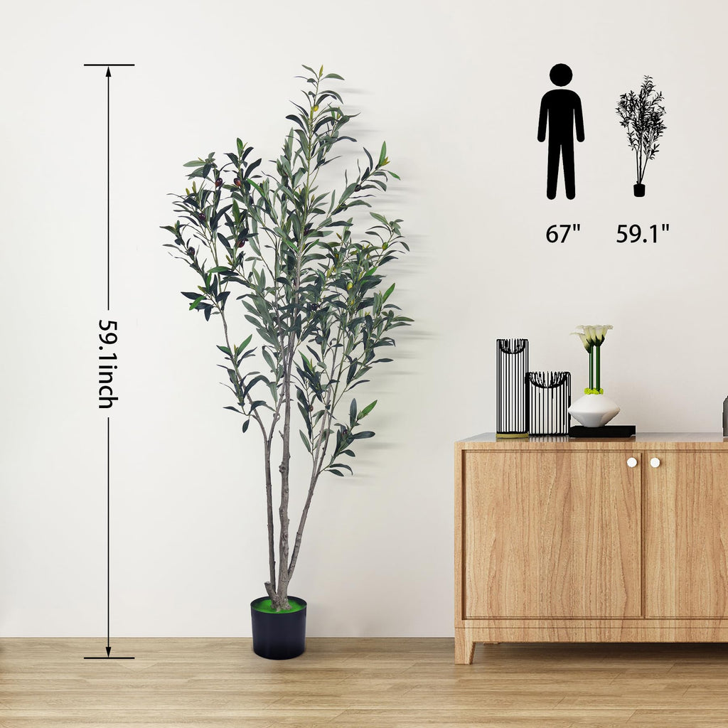 Artificial Olive Tree 5ft Fake Plants Lush Leaves Aesthetic Decor