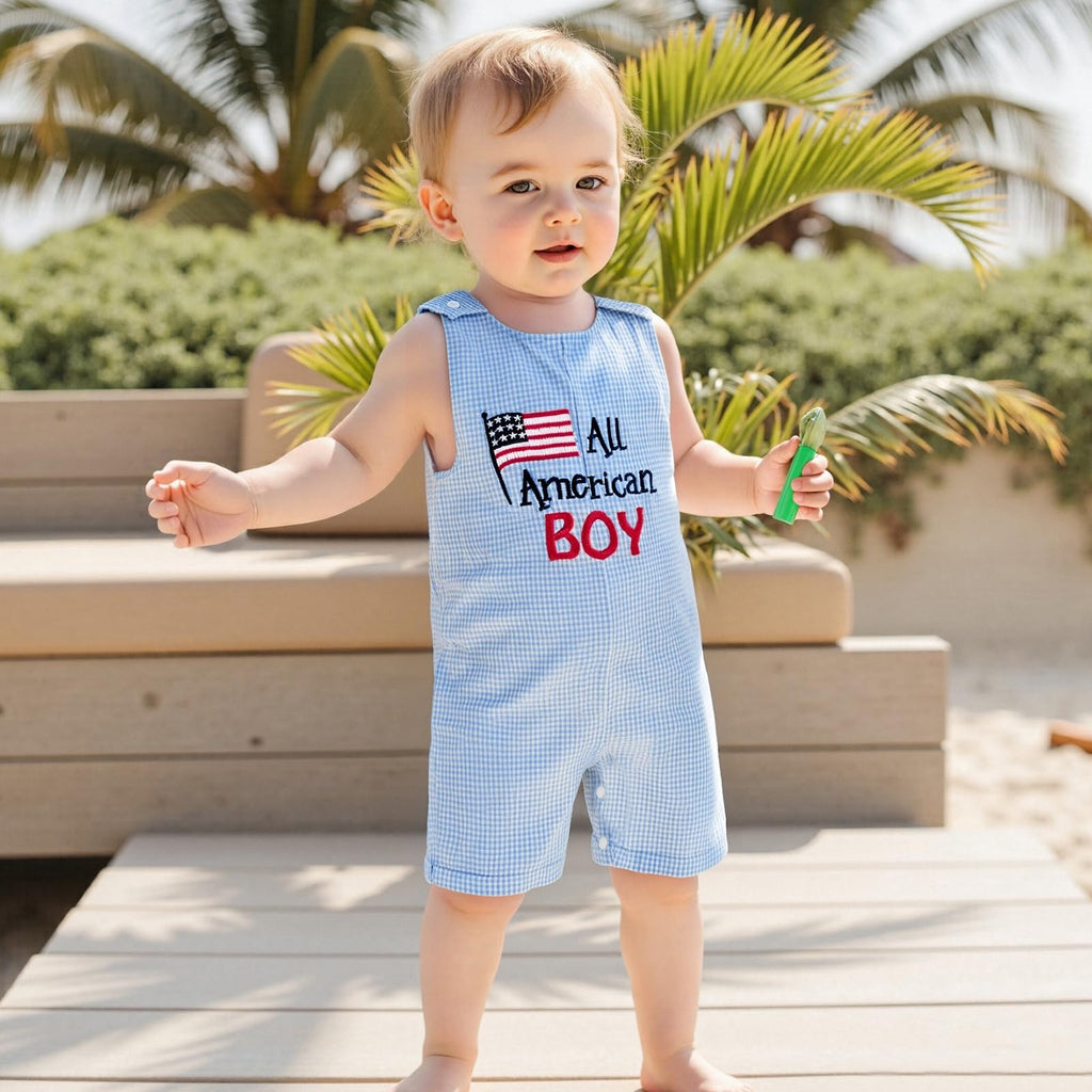My First 4th Of July Baby Girl Boy Outfit American Flag Sleeveless Overalls Stars And Stripes Romper Memorial Day