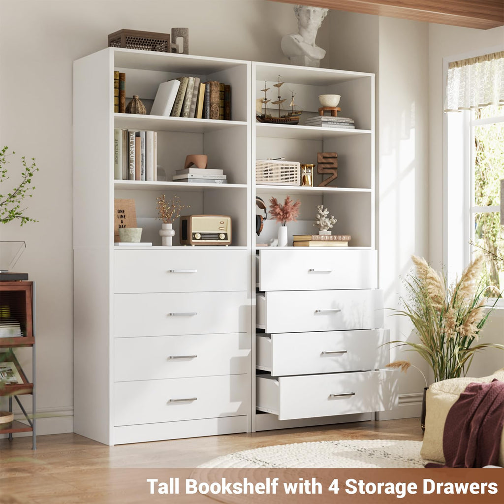 Closet Drawers System, 21.3" Wood Closet Organizer System, White