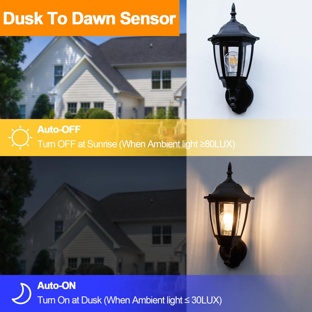 Dusk to Dawn Outdoor Wall Light, Porch Sconce Light Fixtures, 2-Pack