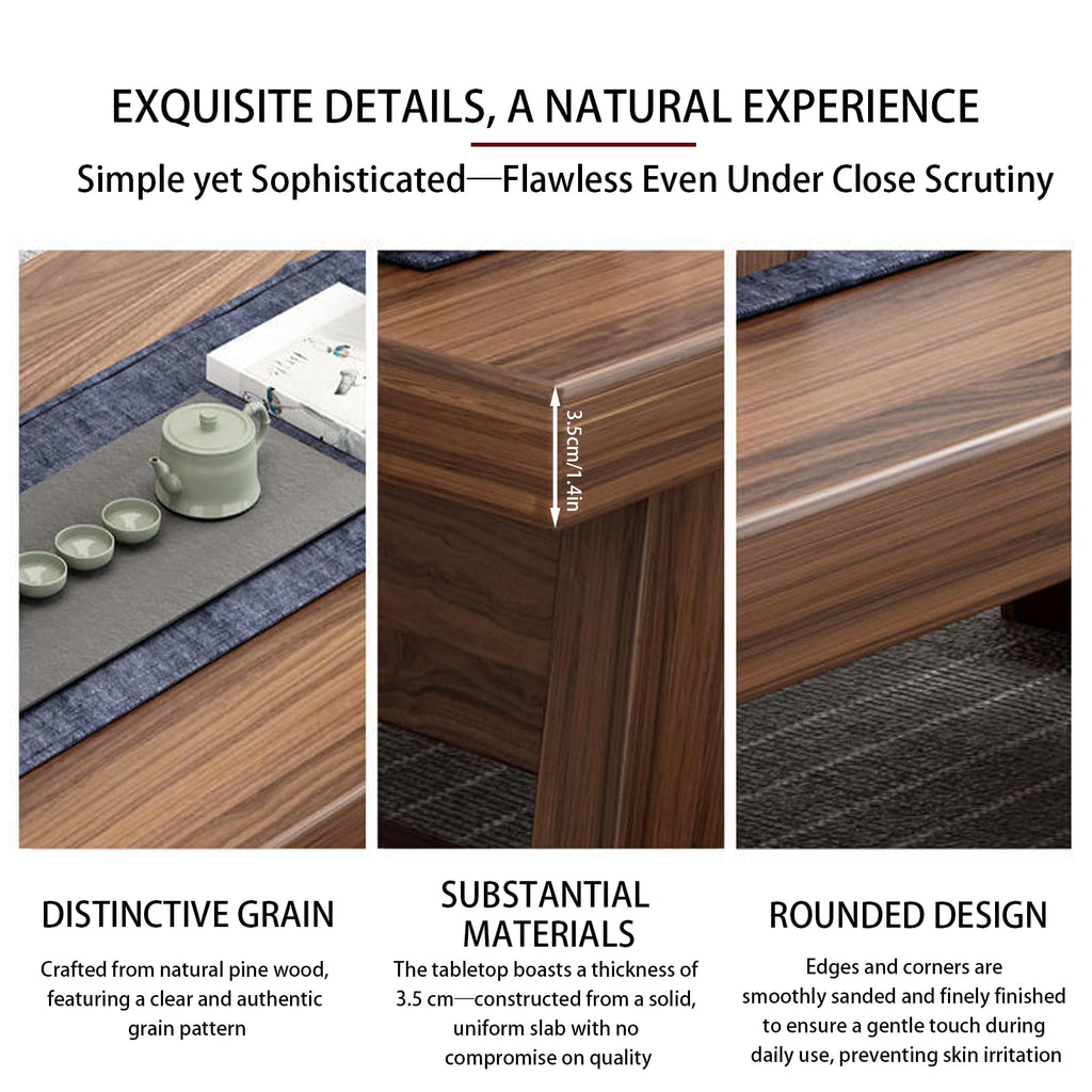Solid Wood Japanese Floor Table Japanese Low Table Low-Profile Design Ideal for Tatami Seating Bedrooms and Tea