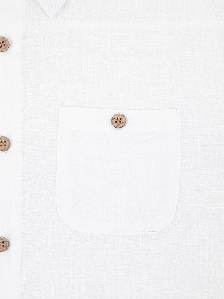 Boys Button Down Shirt Short Sleeve Linen Feel Casual Dress Shirt