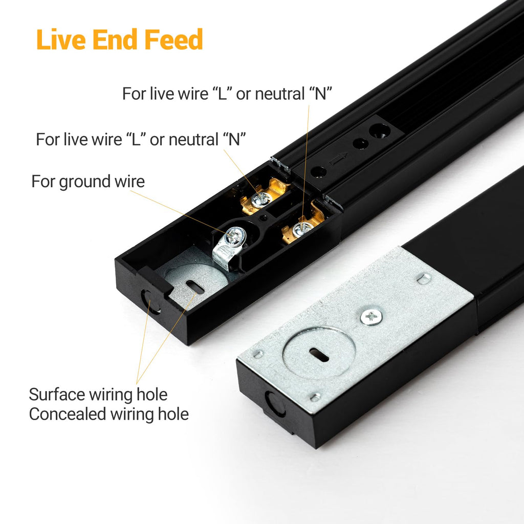 LED Track Lighting Kit with 6.6FT H Type Track Rails Black