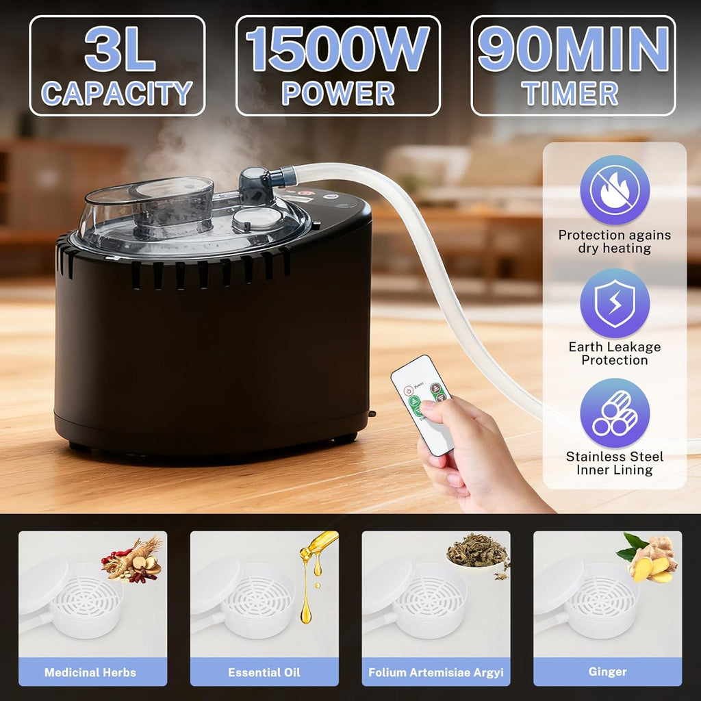 UrMoon Portable Steam Sauna Box for Home, Person Saunas Tent for Spa Therapy,Relaxation,Detoxification,Gym,Pilates,Garage,Hot Tub,with Remote Control,Waterproof,Thermal Insulation,Indoor&Outdoor Black