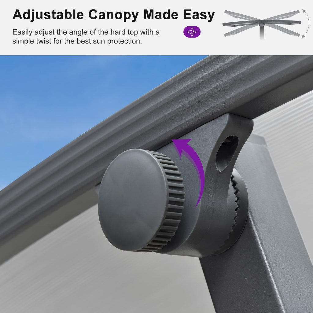 3 Person Porch Swing with PVC Canopy and Solar LED Light