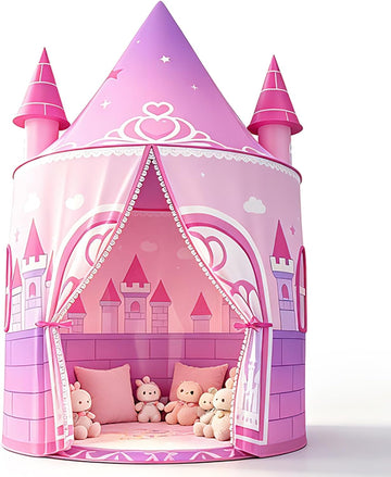 Princess Tent Girls, Kids Castle Play Tent, Large Indoor Playhouse, 64.2" H