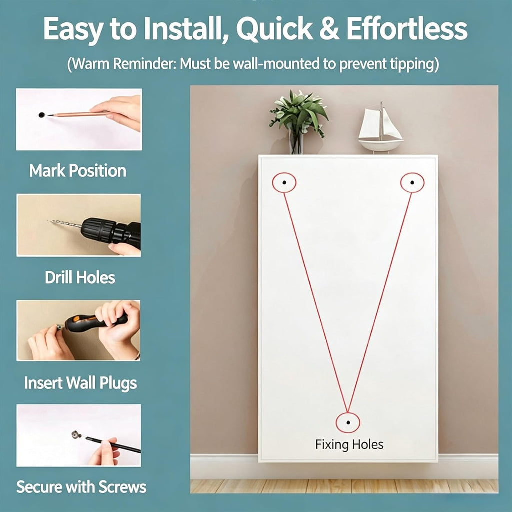 Ultra-Thin Flip-Top Shoe Cabinet, Narrow Wall-Mounted Shoe Rack, Metal Shoe Rack, Suitable for Entrances and