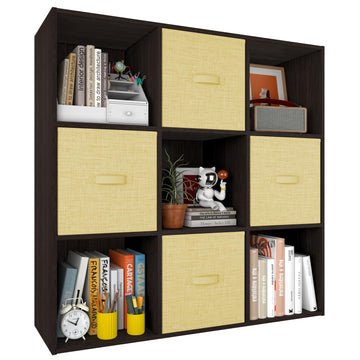 9 Cube Storage Organizer, Stackable Wood Cubby Bookshelf Espresso