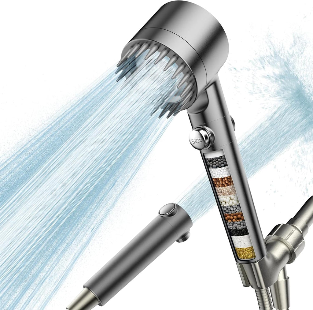 Filtered Shower Head with Handheld, High Pressure Water Flow and Multiple Spray Modes Shower Head with Filter