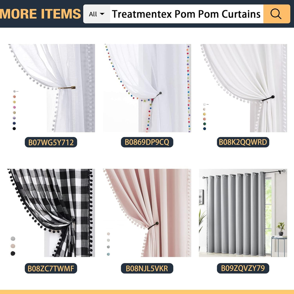 Pom Pom Curtains Windows 84 inch Energy Efficient Thermal Insulated Living Room Darkening Curtain Panels Nursery Room