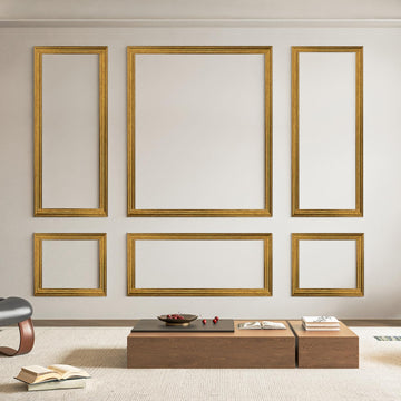 Pre-Cut Wall Molding Set of 6 pcs, 3 Top 3 Bottom, Antique Gold