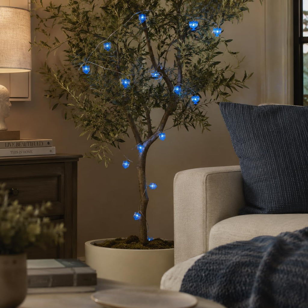 Hanukkah LED String of Lights and Dreidel Designs 10 Feet with 40 Lights (Single) - Set of 40