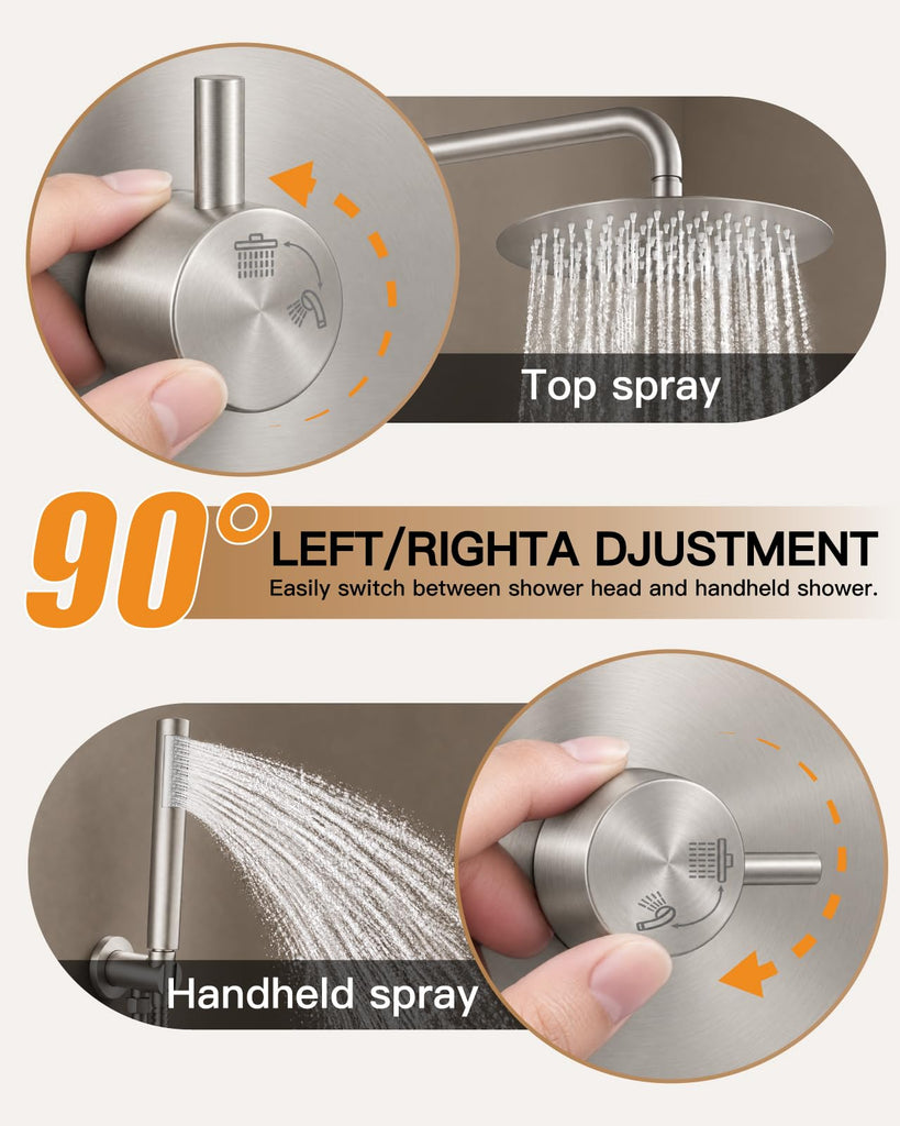 Shower Faucet Set with Rough-in Valve Trim Kit,Brushed Nickel