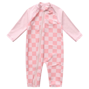 Baby Toddler Swimsuits Long Sleeve Full Zip UPF 50+ Pink