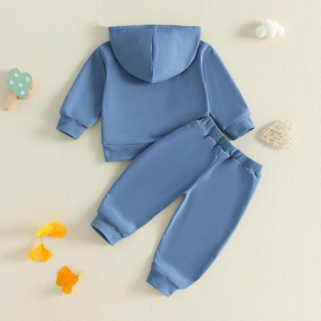 Toddler Baby Boy Clothes Zipper Hooded Sweatshirt Jogger Pants Set