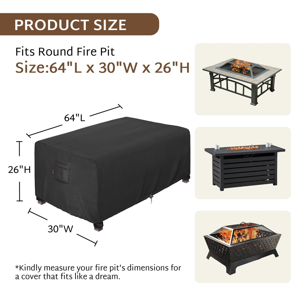 Outdoor Fire Pit Cover 64 x 30 inch, For Furniture Coffee Table