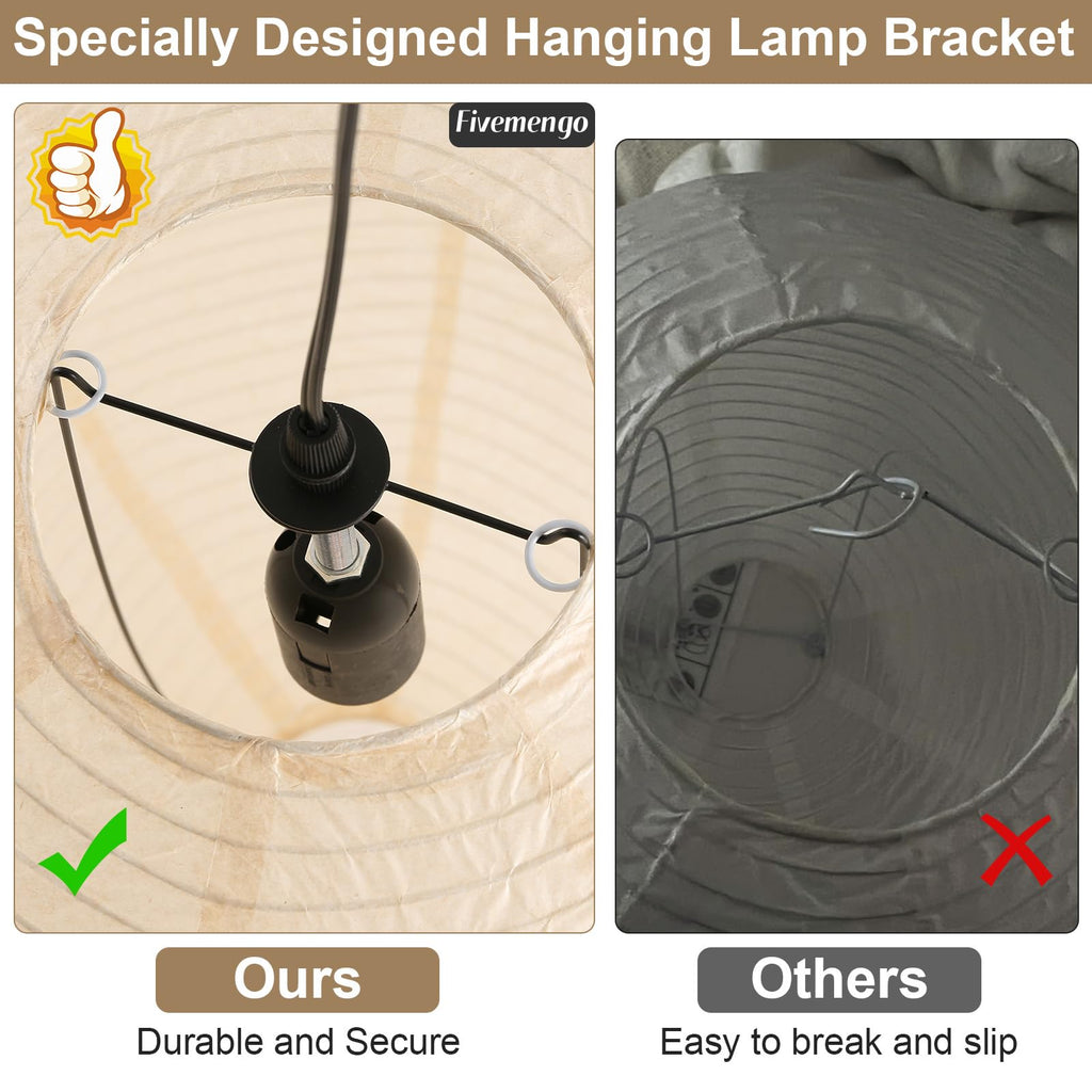 20in Paper Lanterns Plug in Hanging Lamp Off-White 19.7FT Cord
