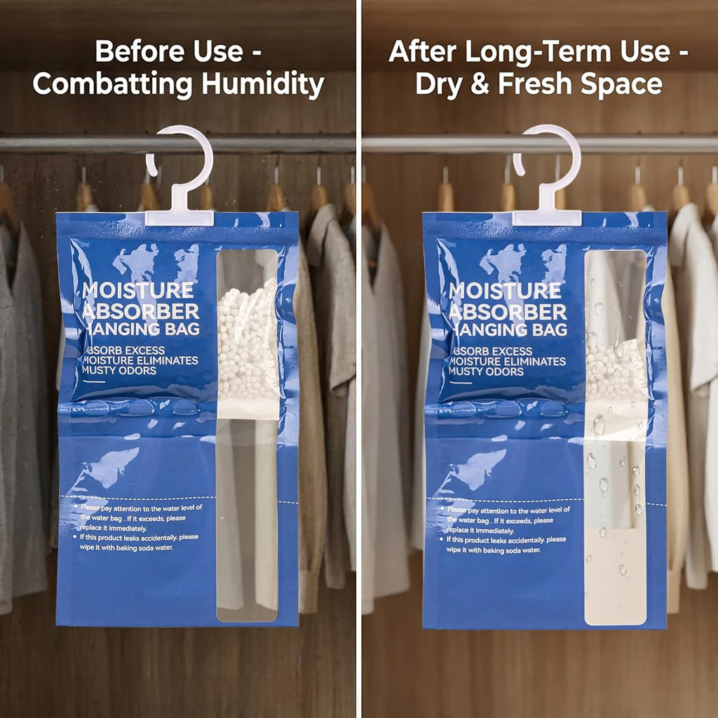 Dehumidifier Bags Hanging Moisture Absorbers - 4 Packs Dehumidifiers for Home Closet Bathroom Basement