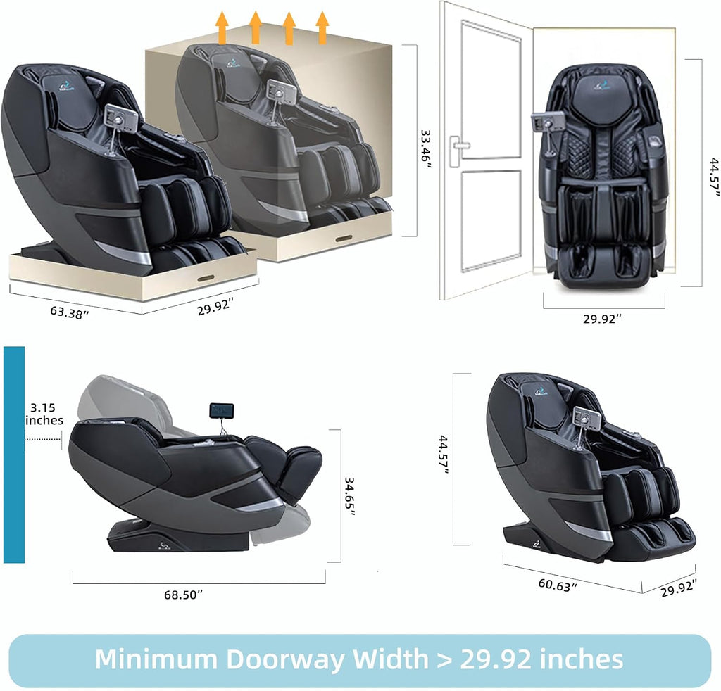 MT339 4D Massage Chair Full Body Recliner, OTA Update, Deep Black | Yoga stretch, 22+5 modes, body scan, app and AI