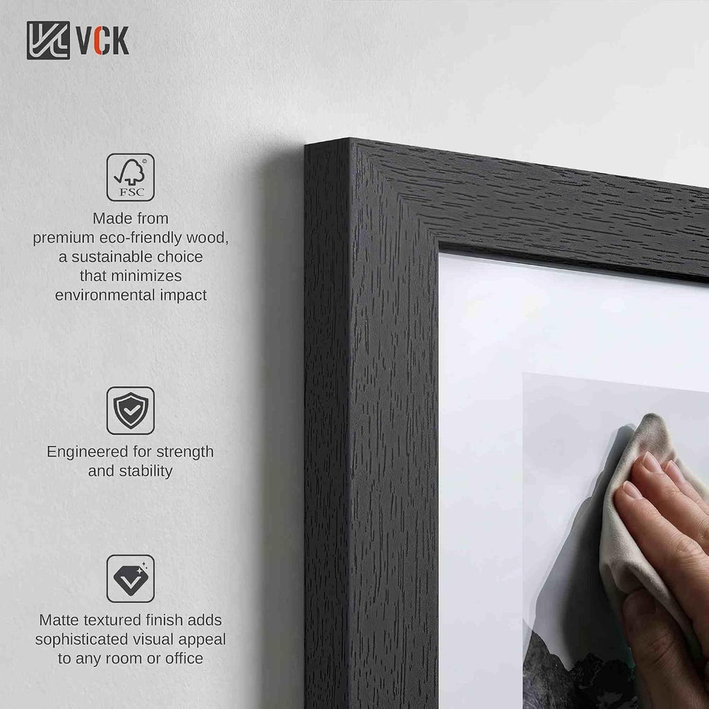 24x36 Poster Frame 5 Pack - Black Wood 24 x 36 Movie Poster Frames with Plexiglass for Wall Mounting