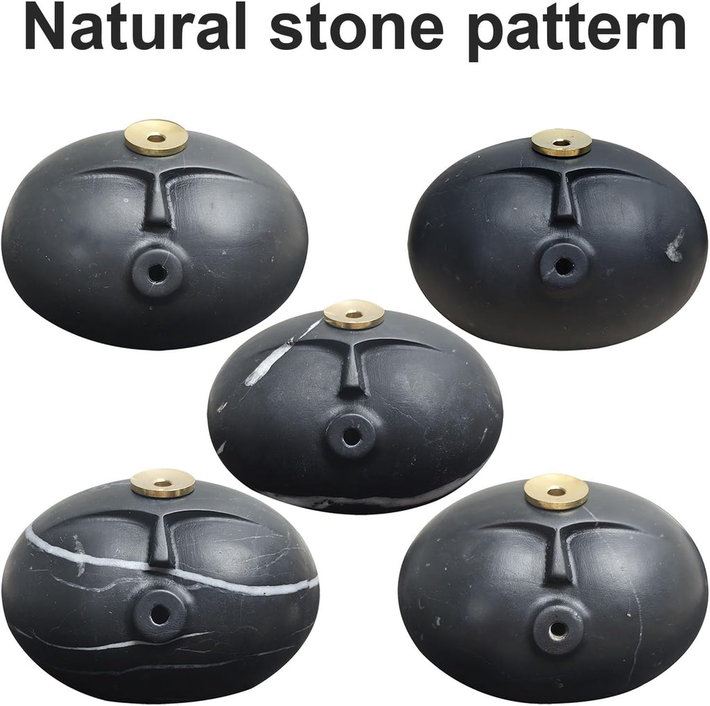 Marble Face Incense Burner - Backflow Smoke from Mouth, Zen Meditation Decor, Modern Altar Statue, Unique Gift - Set of 3