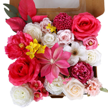 Artificial Flower Combo Hot Pink Silk Flowers for DIY Wedding Bridal Bouquets Table Cake Arch Floral Arrangement