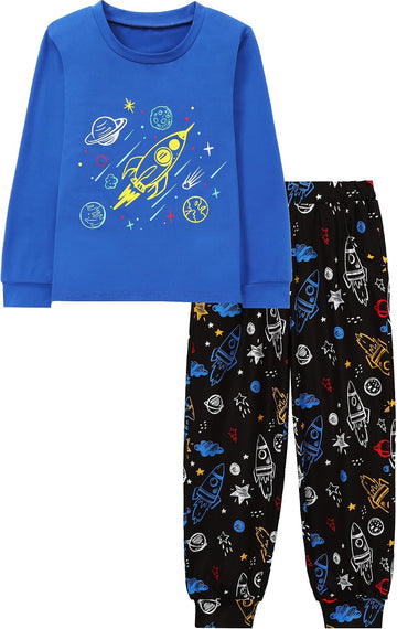 Boys Pajamas Long Sleeve Top Long Pants Pajama Sets Kids Funny Prints Pjs 2 Piece Boy Sleepwear
