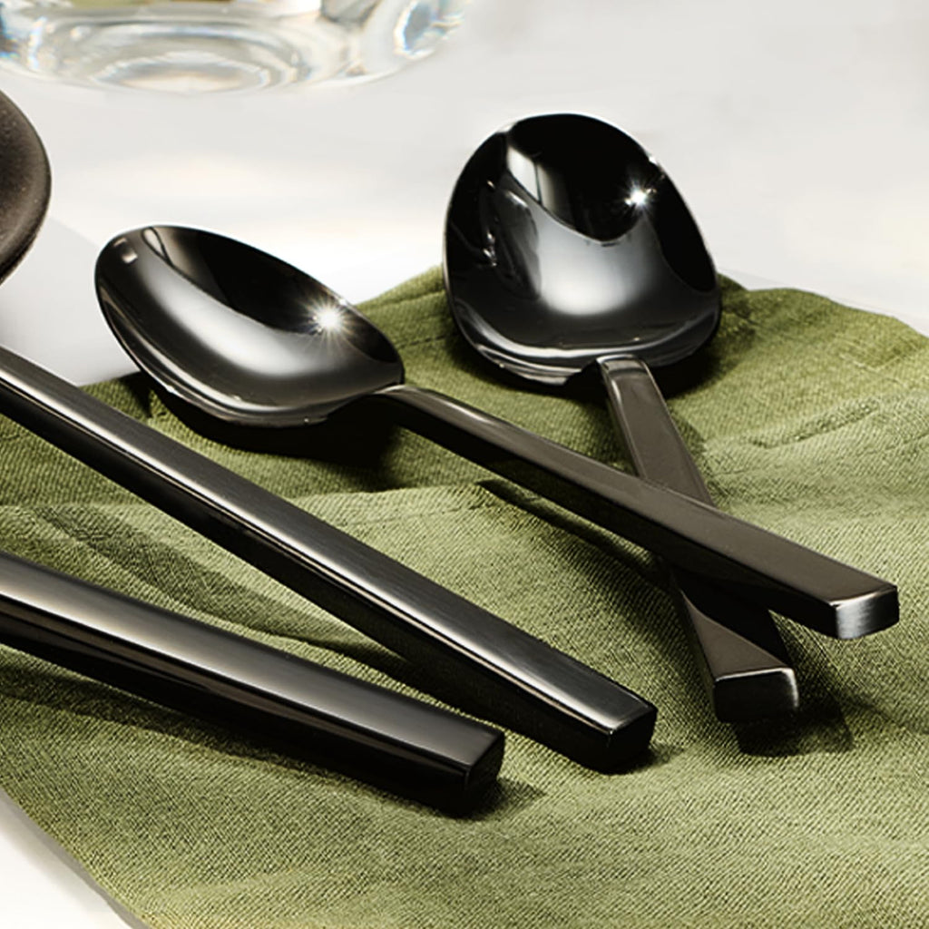 Black Silverware Set for 12, 60 Piece Flatware Set, Stainless Steel