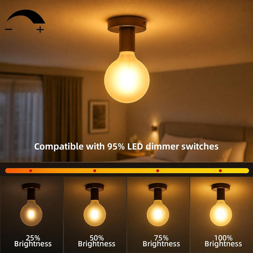 LED Large Globe Light Bulbs 60 Watt Equivalent, G125 E26 Dimmable
