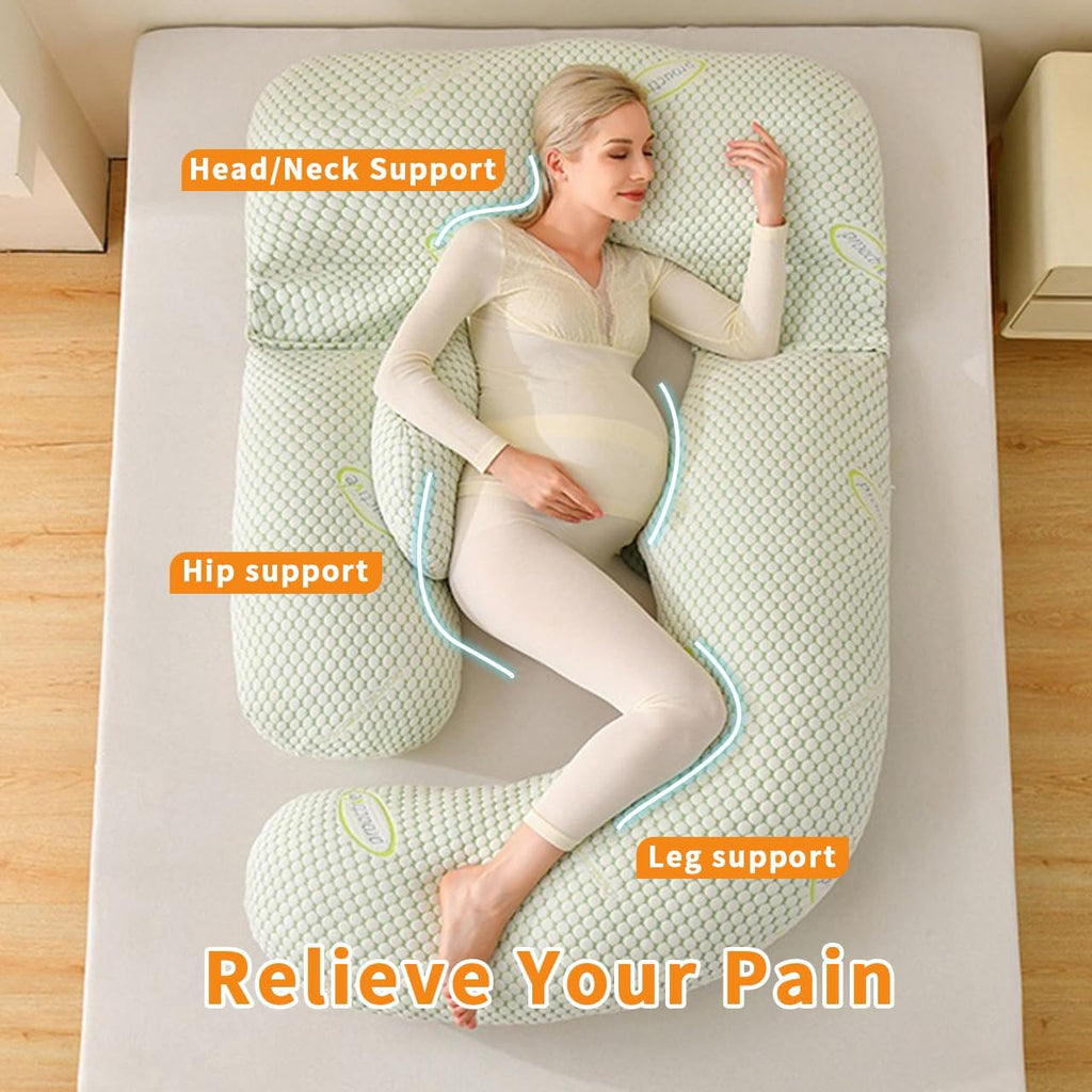 Pregnant Woman's Sleep Pillow, 62-inch U-shaped Full-body Position pPregnancy Pillow, Detachable Cover, Combined
