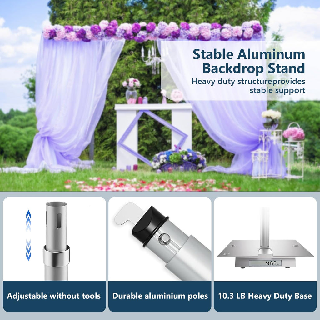 10x 8.6ft Pipe and Drap Backdrop Stand Kit, Heavy Duty Adjustable Frame Backdrop Stand for Event, Birthday Party
