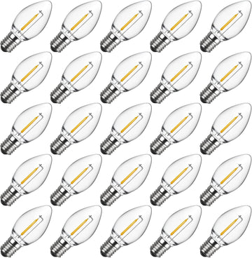 C7 LED Night Light Bulbs, E12 Candelabra Base, Warm White