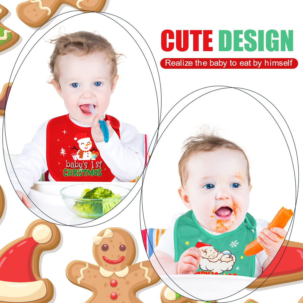 Christmas Baby Bib Babies First Christmas Baby Gifts Xmas Newborn Bibs for Baby Girl Boy with Adjustable Closure Baby