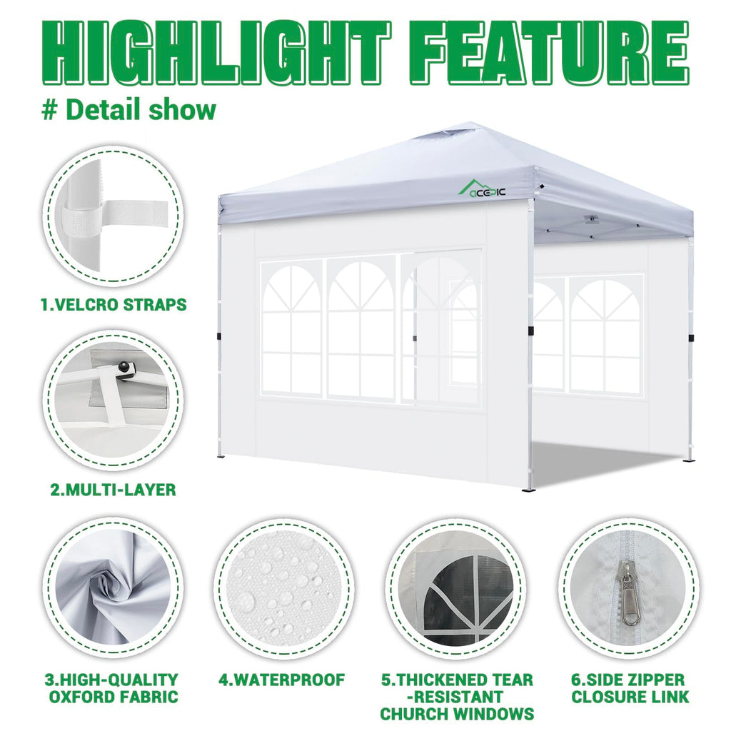 10x10 Church Window Sidewalls for Canopy, Gray(3PCS No Frame or Top)