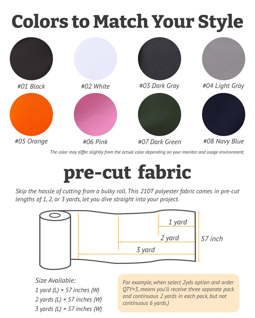 Outdoor Fabric by the Yard - White Ripstop Fabric - Water Repellent, Lightweight Polyester Fabric for Sewing, Covers