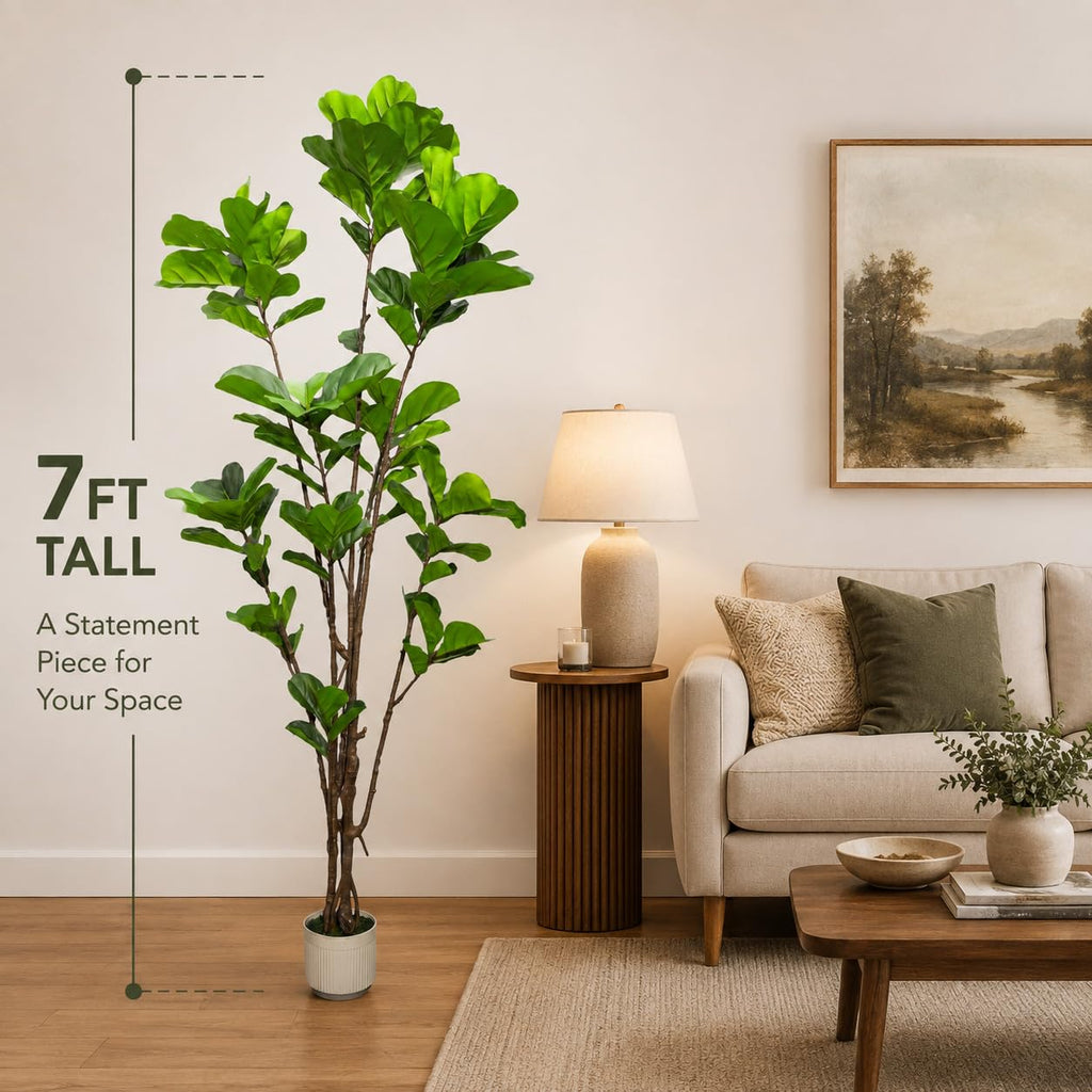 Artificial Fiddle Fig Tree, Lifelike Faux Fig Plant Indoor Decor 7FT