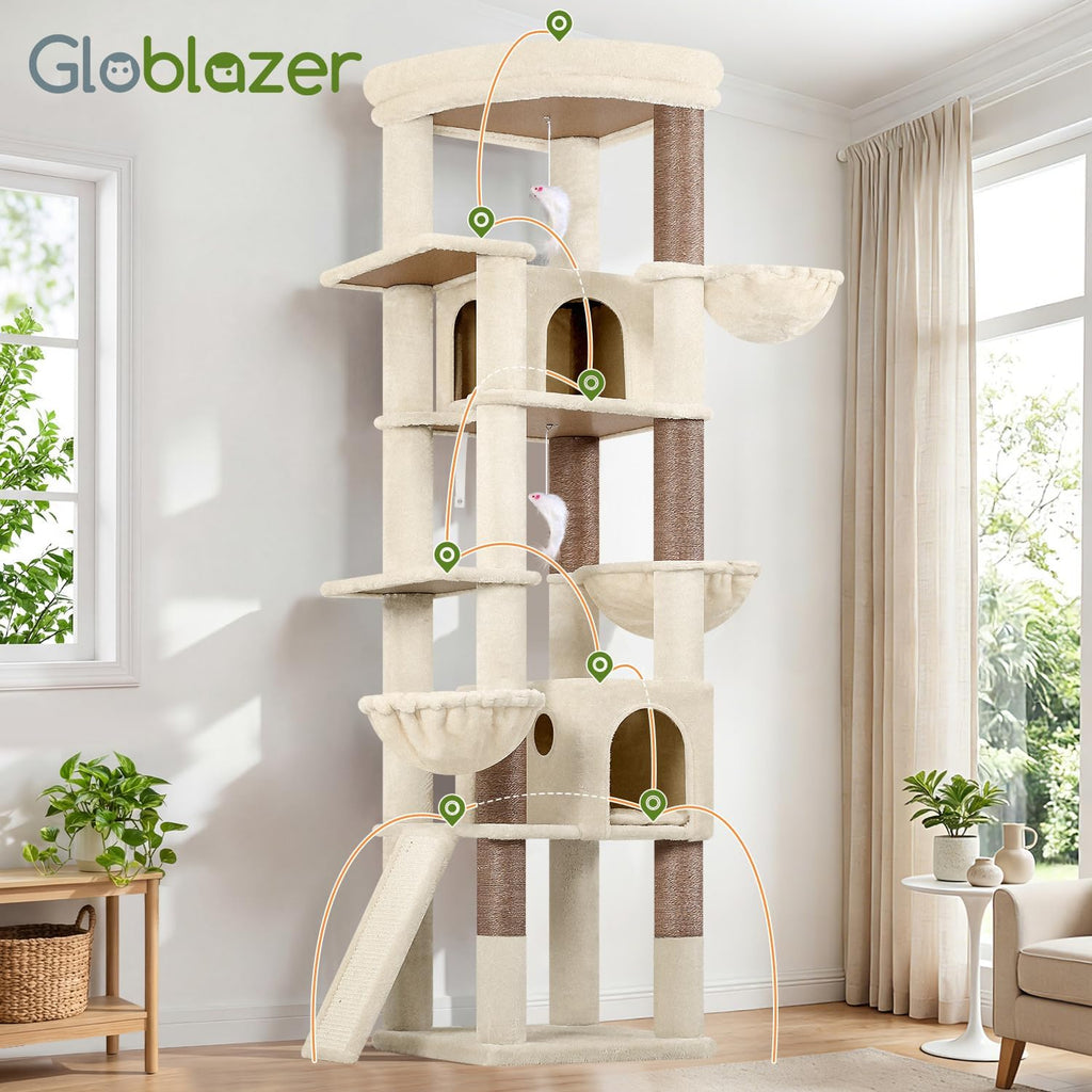 Extra Large Cat Tree for Indoor Multiple Cats, Beige
