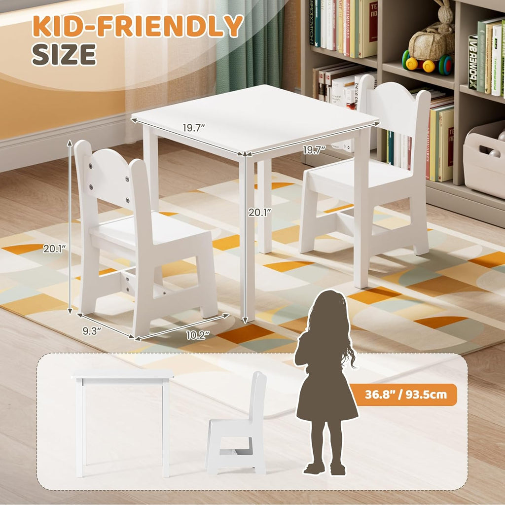 Kids Table and Chairs, Toddler Table and Chair Set for Ages 1-3, Wooden Activity Table with Chairs, Perfect for Arts