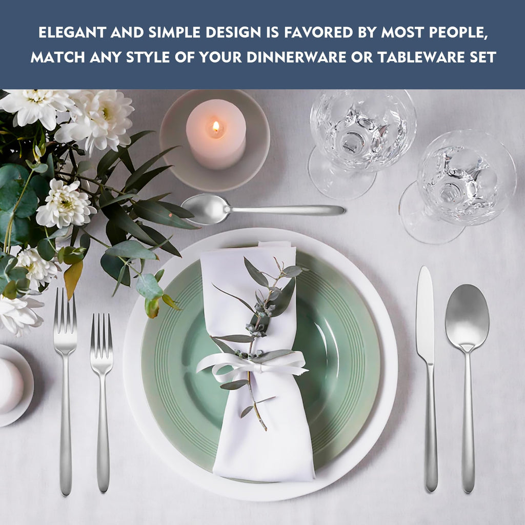 Heavy Duty Silverware Set, 40-Piece Premium Stainless Steel Flatware Sets For 8, Matte Brushed Finish Cutlery