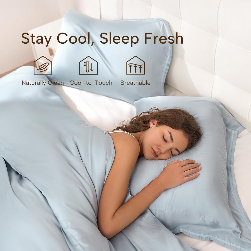 100% Viscose Derived from Bamboo Duvet Cover Set - Hotel Luxury Cooling Duvet Cover for Hot Sleepers & Night Sweats