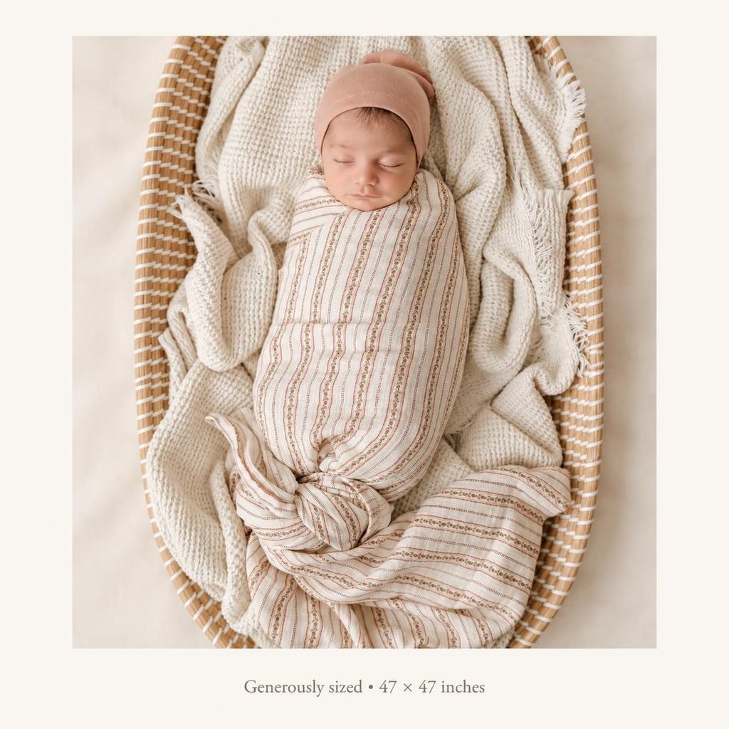 Muslin Swaddle Blankets Pack for Baby Girl, 100% Cotton Muslin Extra Large Swaddle Receiving Blankets, 47"x47"
