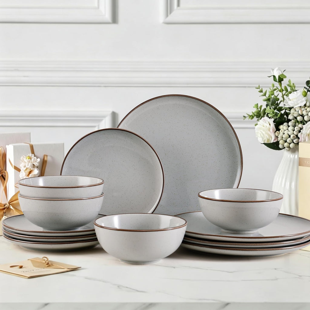 Dinnerware Set for 6, 18Pieces Plates and Bowls Set