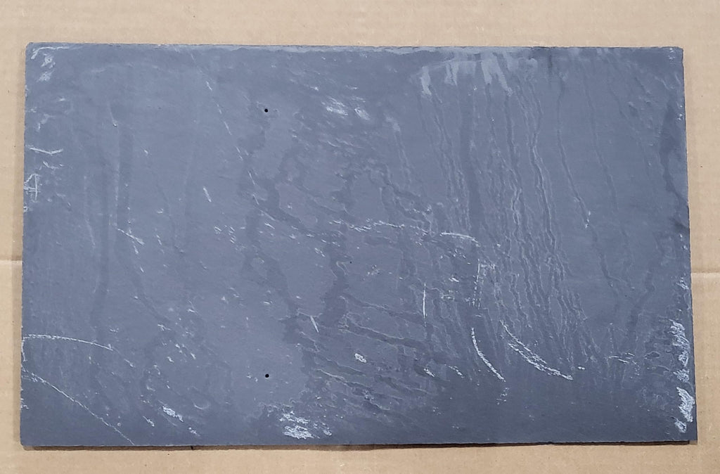 Natural Stone Slate Tile, Dark Gray, 20" x 12" with Pre-Drilled Mounting Holes for Roofing Pack of 2