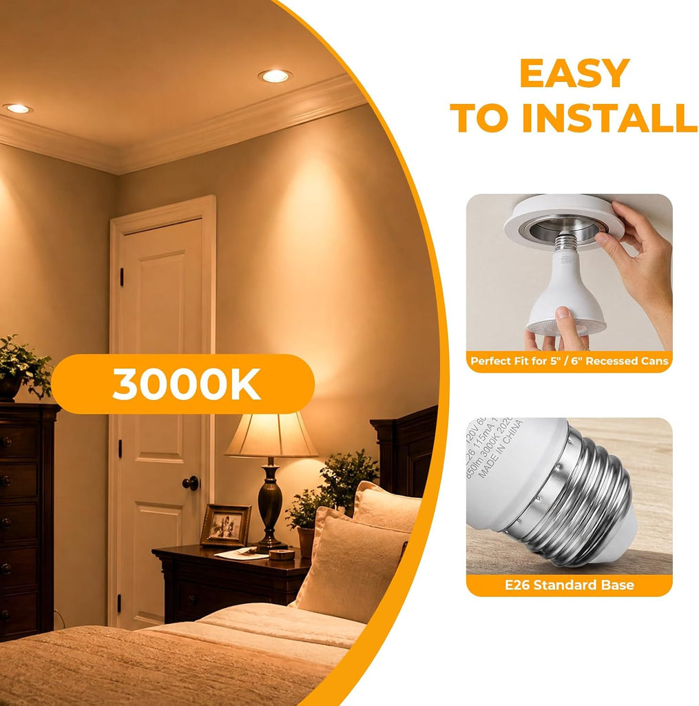 PAR30 LED Spotlight Indoor Dimmable 3000K Warm White 75W Equivalent, 6 Pack