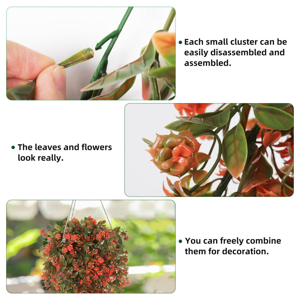 2Pcs Artificial Fake Fall Hanging Flowers Plants for Outdoors Decor