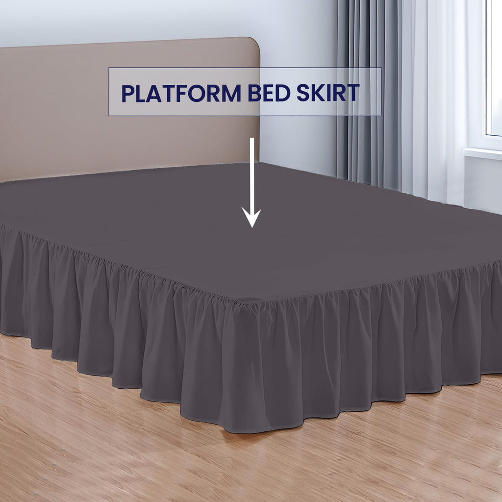 13 Inch Drop Ruffled Bed Skirt - Classic Gathered Styling, Platform Style Dust Ruffle with Secure Fit