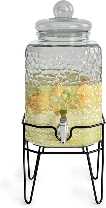 Glass Beverage Drink Dispenser w/Metal Stand, 1.5 Gallon