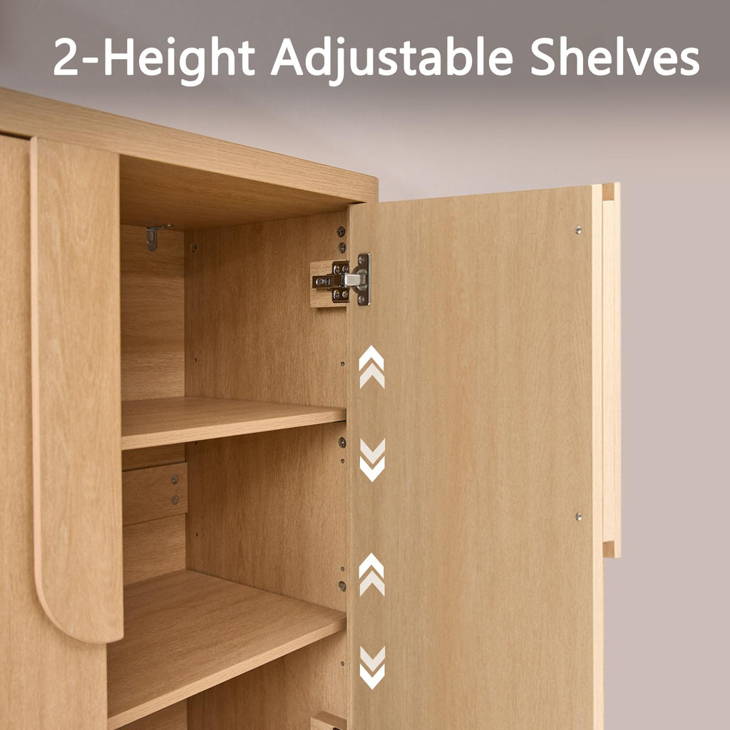62.28'' Sideboard Buffet Cabinet with Storage, Modern Accent Cabinets Adjustable Shelves, 4 Doors Coffee Bar Buffet