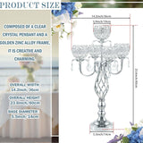 Crystal Candelabra Centerpiece, 5-Light Gold Metal Stand with Hanging Crystals, Decorative Wedding Table Holder (1