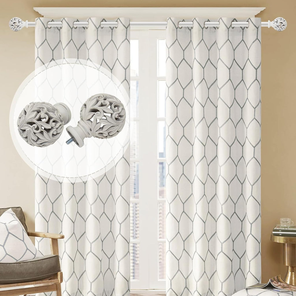 Heavy Duty Curtain Rod 18 to 64 inches (1.5-5.55 ft),1-Inch Diameter Adjustable Drapery Rod with Decorative Openwork